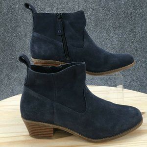 Vionic Boots Womens 8 Joy Vera Side Zip Heels Ankle Bootie VS355 Dark Blue Suede